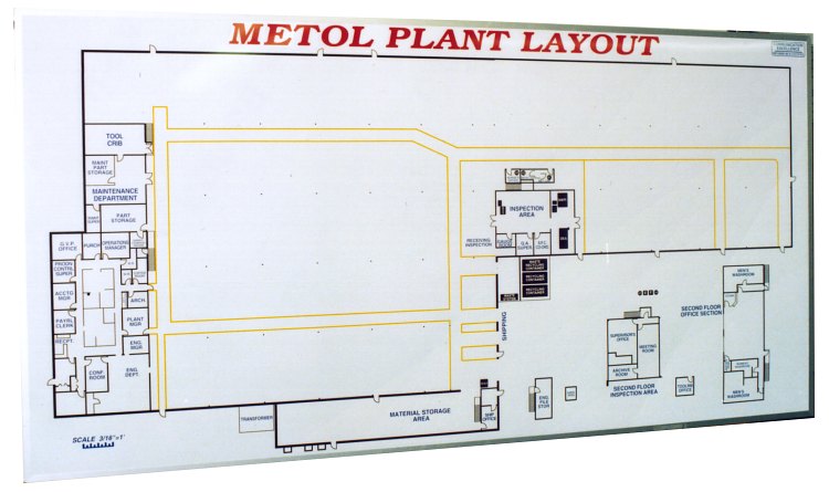 3/16" Scale Magnetic Plant Layout White Board (shown without magnetic machines)